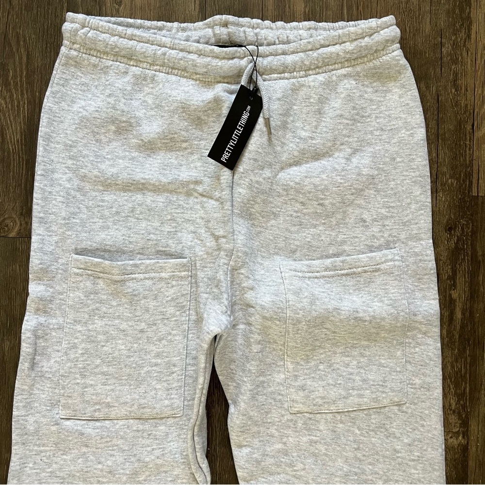 NWT PrettyLittleThing Ash Grey Thigh Pocket Casual Cuffed Joggers Sweatpants S - Picture 6 of 11